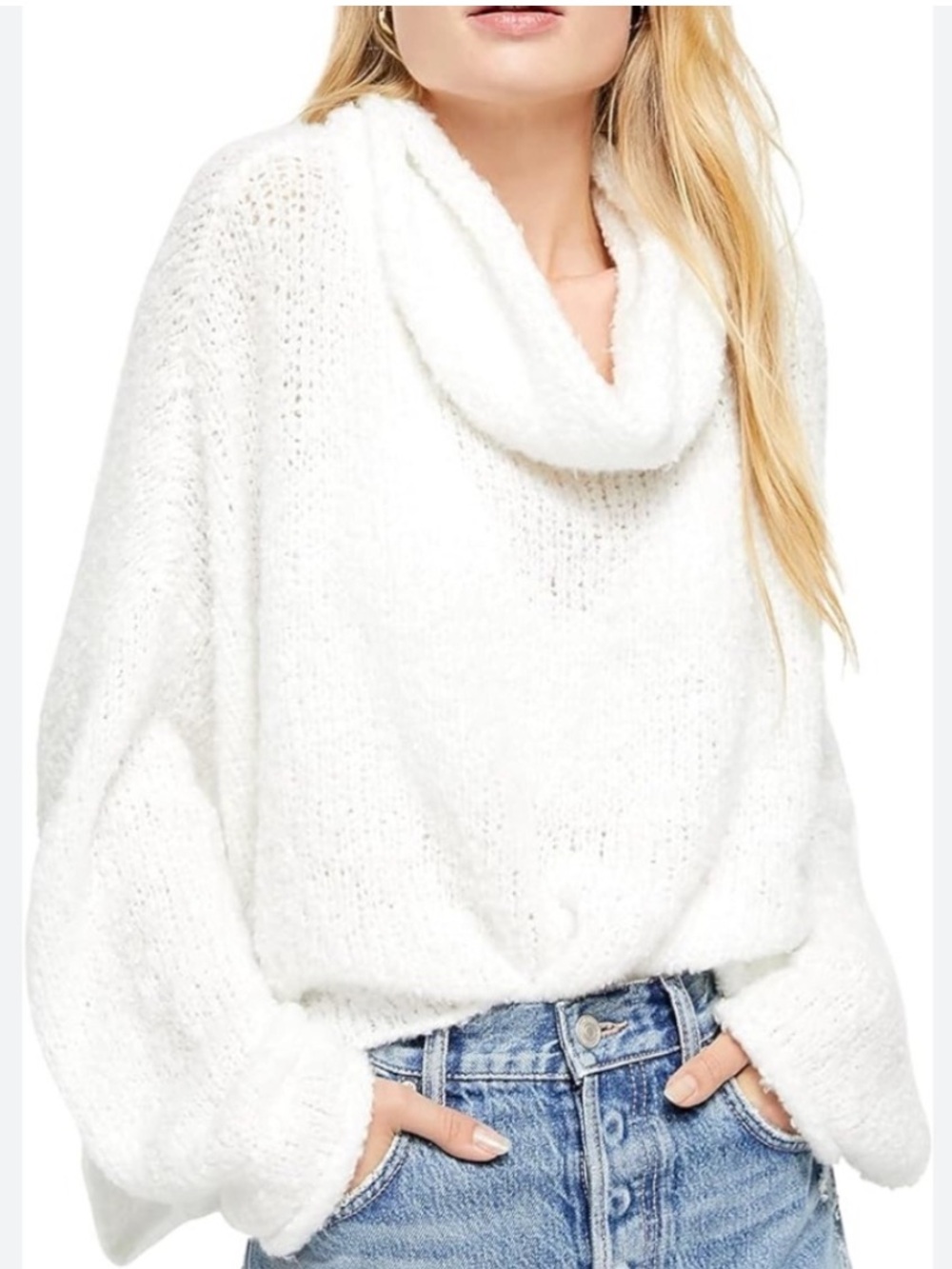 🌸🌷🌻 Free People BFF Cozy White Cowl Neck Women's Sweater Small